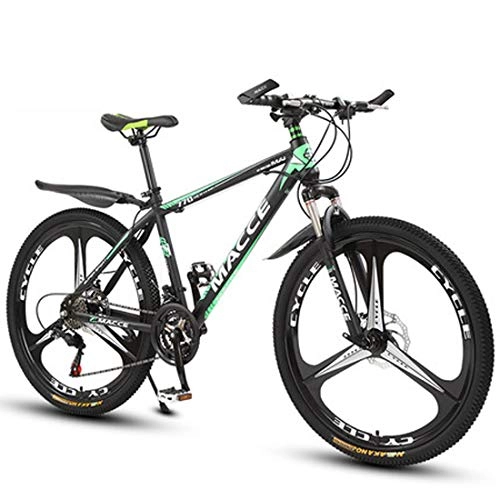 Mountain Bike : GL SUIT Mountain Bike Bicycle for Adult, 27-Speed, Dual Disc Brakes, Lightweight Carbon Steel Frame, Lockable Shock Absorption, Front+Rear Mudgard, Unisex, Green, 24 inches