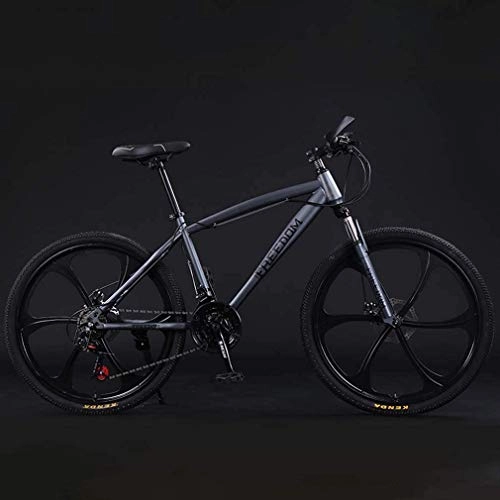 Mountain Bike : GMZTT Unisex Bicycle Adult Mens 26 Inch Mountain Bicycle, Teenage Student Double Disc Brake Bicycles, Beach Snow Bicycle, Magnesium Alloy Integrated Wheels (Color : Grey, Size : 24 speed)