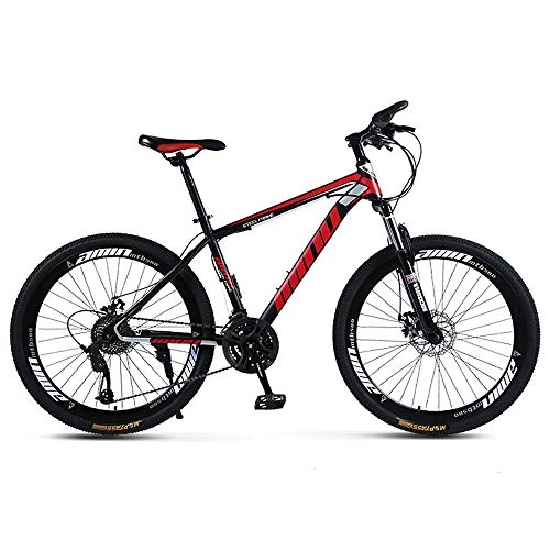 Mountain Bike : Gnohnay Mountain Bike, Road Bicycle, Hard Tail Bike, 26 Inch Bike, Carbon Steel Adult Student Bike, Variable speed Bike, for Men and Women, Black red, 27 speed