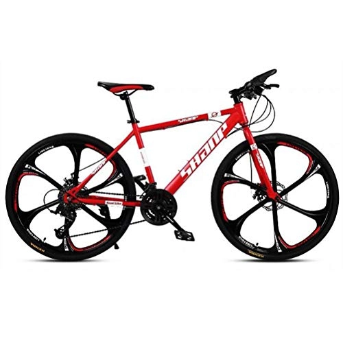 Mountain Bike : GOLDGOD 26 Inches Folding Mountain Bike, Mtb Bicycle with Dual Disc Brake And Adjustable Seat Hardtail Mountain Bicycle High-Carbon Steel Frame, Red, 30 speed