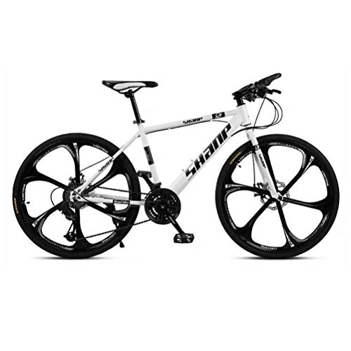 Mountain Bike : GOLDGOD 26 Inches Folding Mountain Bike, Mtb Bicycle with Dual Disc Brake And Adjustable Seat Hardtail Mountain Bicycle High-Carbon Steel Frame, White, 27 speed