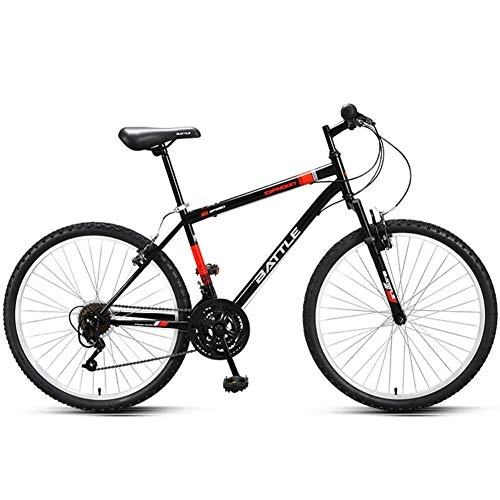 Mountain Bike : GONGFF 26 Inch Road Bike, 18 Speed Adult High-carbon Steel Frame Road Bicycle, City Commuter Bicycle with Damping Front fork, Perfect for Road Or Dirt Trail Touring, Black