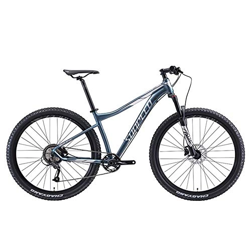 Mountain Bike : GONGFF 9-Speed Mountain Bikes, Adult Big Wheels Hardtail Mountain Bike, Aluminum Frame Front Suspension Bicycle, Mountain Trail Bike, Silver, 17 Inch Frame