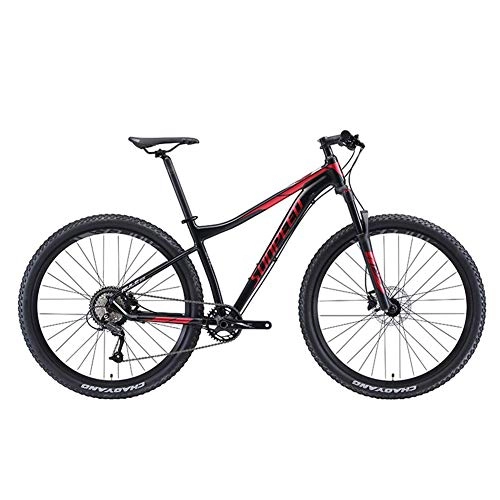 Mountain Bike : GONGFF 9 Speed Mountain Bikes, Aluminum Frame Men's Bicycle with Front Suspension, Unisex Hardtail Mountain Bike, All Terrain Mountain Bike, Red, 29Inch