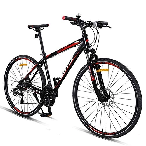 Mountain Bike : GONGFF Adult Road Bike, 27 Speed Bicycle with Fork Suspension, Mechanical Disc Brakes, Quick Release City Commuter Bicycle, 700C, Black