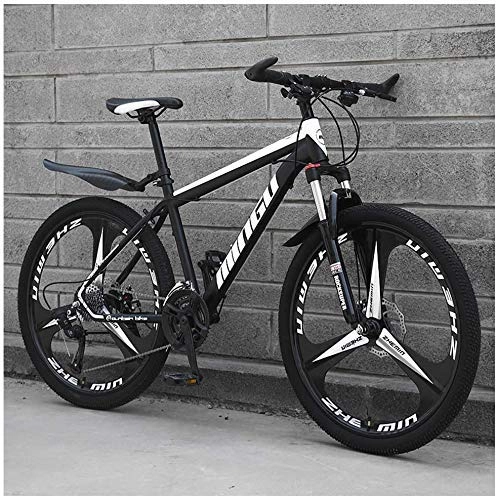 Mountain Bike : GQQ 26 inch Mountain Bike Disc Brakes Hardtail MTB, Variable Speed Bicycle Hybrid Bike Men Bike Girls Bike, Full Suspension Mountain Bike, 27 Speed, Black Red 6 Spoke, 30 Speed