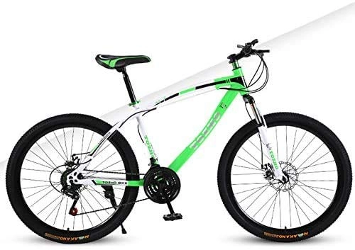 Mountain Bike : GQQ Mountain Bike, 21 / 24 / 27 Speed Mountain Bike Double Disc Brake Unisex Bicycle Front Suspension 26 inch Spoke Wheel MTB, Green, 24 Speed