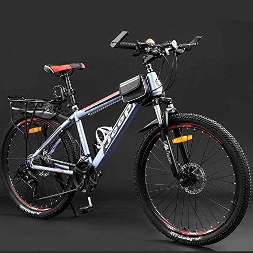 Mountain Bike : GQQ Mountain Bike, 24 / 27 / 30 Speed Mountain Bikes Lightweight High Carbon Steel 26 inch Bicycles Double Disc Brake Suspension Fork Road Bikes, 30 Speed