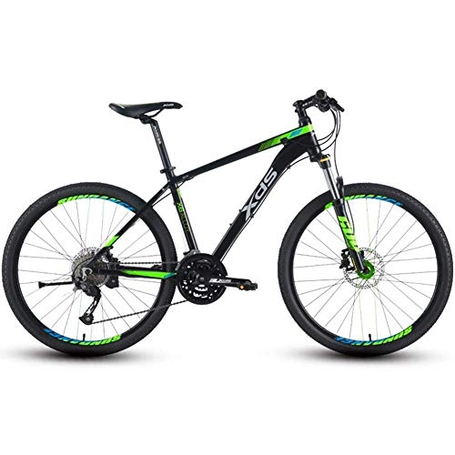 Mountain Bike : GQQ Mountain Bike, 26-Inch Mountain Bikes Adult Mountain Bike Aluminum Frame Dual Disc Brake Trail Bike 27-Speed All Terrain Mountain Bike, Green