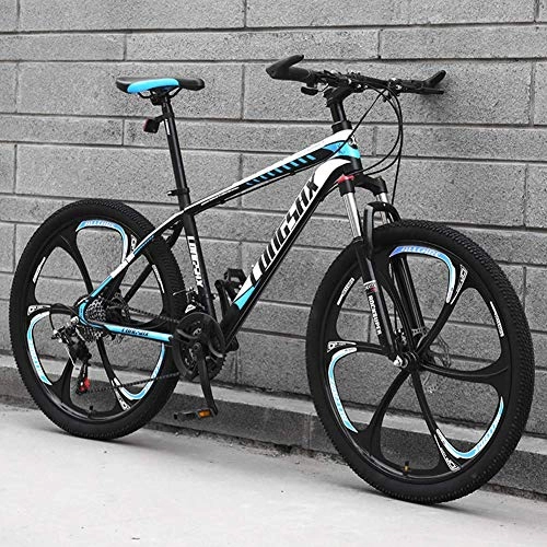 Mountain Bike : GQQ Mountain Bike, Mountain Bike Bicycle, 26 inch High Carbon Steel Off-Road Bike Full Suspension Bikes, Men's Womens Dual Disc Brake, 21 Speed