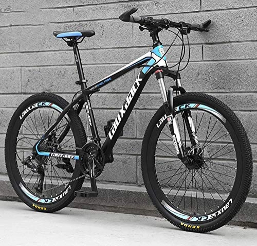 Mountain Bike : GQQ Mountain Bike, Mountain Bikes High Carbon Steel Frame Road Bicycle Racing 26 inch Spoke Wheel Suspension Fork Dual Disc Brake Bicycles, 21 Speed