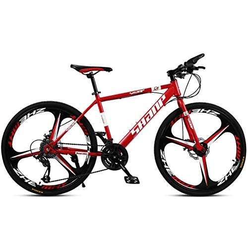 Mountain Bike : GQQ Mountain Bike, Unisex Outroad Mountain Bikes All-Terrain Dual Disc Brake Mountain Bike 24 inch Aluminum Alloy Wheels, Red, 21 Speed