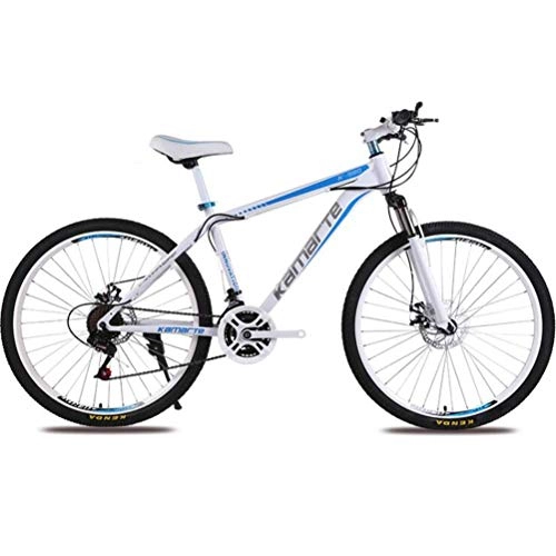 Mountain Bike : GQQ Road Bicycle 24 inch Mountain Bike for Adults - City Variable Speed Hardtail Bicycle Cycling, White Blue, 24 Speed