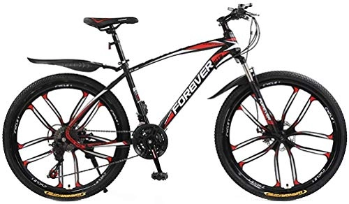 Mountain Bike : GQQ Variable Speed Bicycle, Adult Mens Variable Speed Mountain Bike, Double Disc Brake Bike City Road, Trail Highcarbon Steel Snow Bikes, A, 27 Speed, a