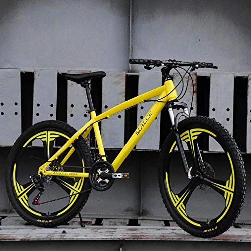 Mountain Bike : GQQ Variable Speed Bicycle, Adult Mountain Bike, Beach Snowmobile Bike Dual Disc Brakes for Bicycles, Aluminum Rims 24 Inches, Man Woman General, Blue, 21 Speed, Yellow