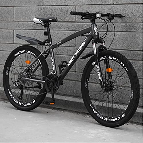Mountain Bike : GREAT 26" Wheel Adults Mountain Bike, High-carbon Steel Road Bikes 21 / 24 / 27 Speed Full Suspension Mountain Bicycle Double Disc Brake Bike(Size:21 speed, Color:Black)
