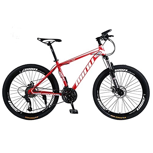Mountain Bike : GREAT 26" Wheel Mens Adults Mountain Bike, High-carbon Steel Bicycle 21 / 24 / 27 Speed Shock Absorbing Variable Speed Mountain Bike(Size:27 speed, Color:Red)