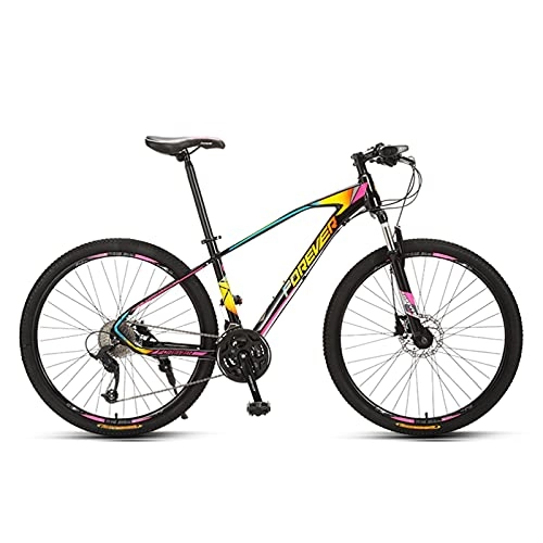 Mountain Bike : GREAT 27.5” Mens Mountain Bike, 27 Speed Bicycle Aluminum Alloy Frame Commuter Bike Double Disc Brake Saddle Height Adjustable Road Bike(Color:Yellow)