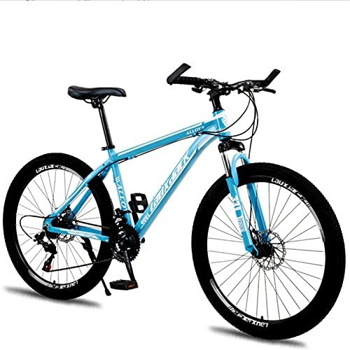 Mountain Bike : GREAT Adult Mountain Bike, 26-Inch Wheels Alloy Frame Non-slip Wear-resistant Tire Double Disc Brake Bicycle Suitable For 160-185cm Men And Women(Size:21 speed, Color:Blue)