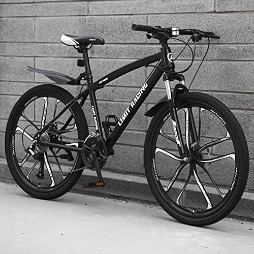 Mountain Bike : GREAT Adults Mens Mountain Bike 26" 10-Spoke Wheels Carbon Steel Frame 21 / 24 / 27 Speed Full Suspension Bicycle Dual Disc Brake MTB Outdoors Sport Road Bikes(Size:27 speed, Color:Black)