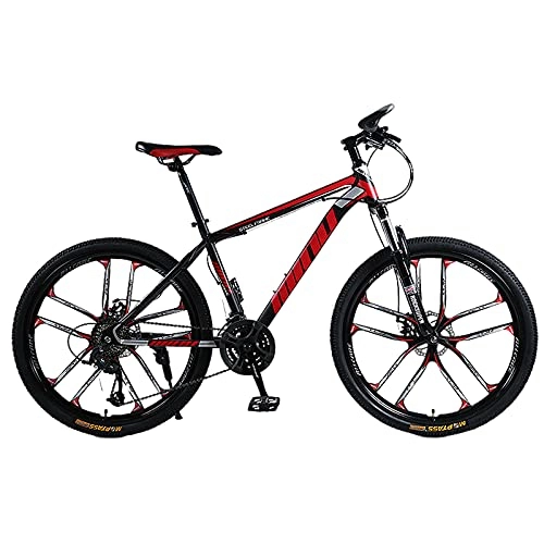 Mountain Bike : GREAT Full Suspension Mountain Bicycle, 26” Mens Bikes High-carbon Steel Dual Disc Brake 10-Spoke Wheels Variable Speed Mountain Bike(Size:24 speed, Color:Red)