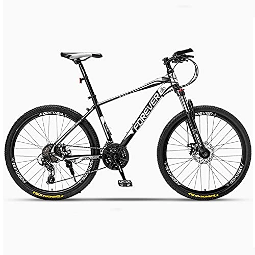 Mountain Bike : GREAT Mens Adults Mountain Bike, Lightweight Student Bicycle 26 Inch Carbon Steel Frame Road Bikes Double Disc Brake Shock Absorption(Size:24 speed, Color:White)