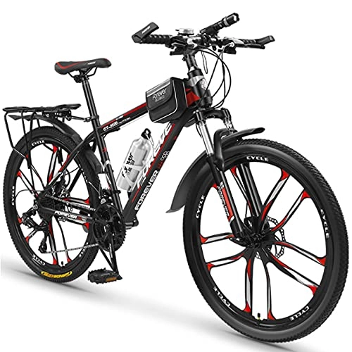 Mountain Bike : GREAT Mountain Bike 26 Inches, 21 / 24 / 27 / 30 Speed 10 Spoke Wheels Dual Disc Brake High-carbon Steel Frame Double Disc Brake MTB Bicycle(Size:21 speed)