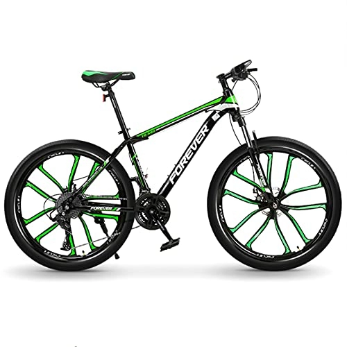 Mountain Bike : GREAT Mountain Bike 26 Inches, 24 / 27 / 30 Speed 10 Spoke Wheels Dual Disc Brake High-carbon Steel Frame Lockable Suspension Fork MTB Bicycle(Size:24 speed, Color:Green)