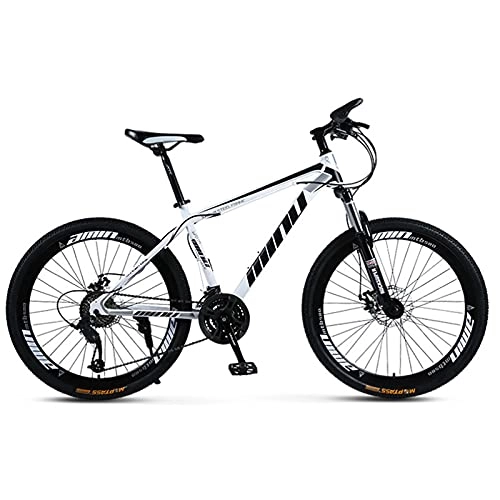 Mountain Bike : GREAT Mountain Bike, Shock-absorbing Bicycle 26" Wheel 21 / 24 / 27 Speed High-carbon Steel Road Bikes, Easily Deal With Various Road Conditions(Size:24 speed, Color:White)