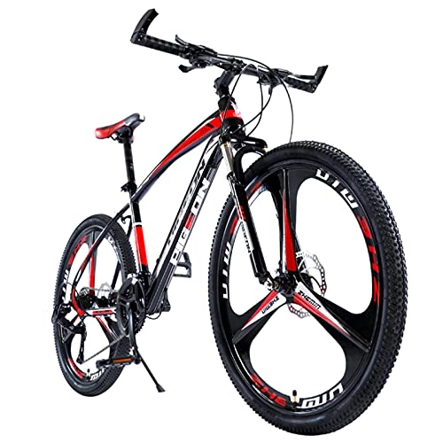 Mountain Bike : GREAT Mountain Bikes, Student Bicycle 26 Inches 21 Speed 3 Spokes Wheels Road Bike High-carbon Steel Frame Double Disc Brake Commuter Bike(Color:Red)