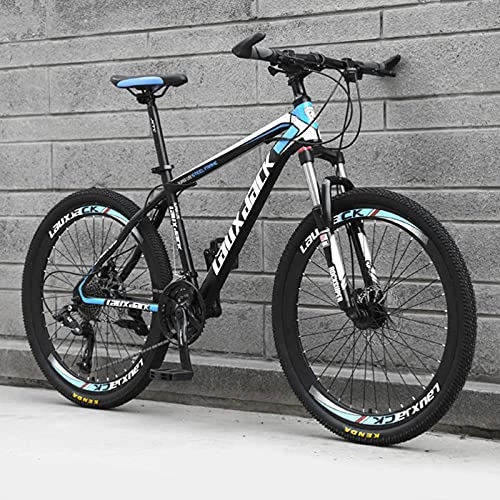 Mountain Bike : GREAT Outdoor Mountain Bike, 21 / 24 / 27 Speed Bicycle 26-inch Men's Mountain Bike High-carbon Steel Double Disc Brake Student Bicycle(Size:21 speed, Color:Blue)