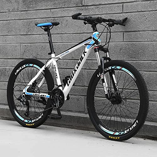 Mountain Bike : GREAT Outdoor Mountain Bike, 21 / 24 / 27 Speed Bicycle 26-inch Men's Mountain Bike High-carbon Steel Double Disc Brake Student Bicycle(Size:24 speed, Color:White)