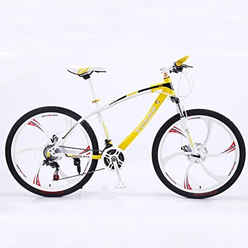 Mountain Bike : GREAT Outdoor Mountain Bike, Variable Speed Bicycle 26 Inch Wheels Student Bicycle Double Disc Brake Carbon Steel Bike Suitable For People Of 160-185CM(Size:27 speed, Color:Yellow)