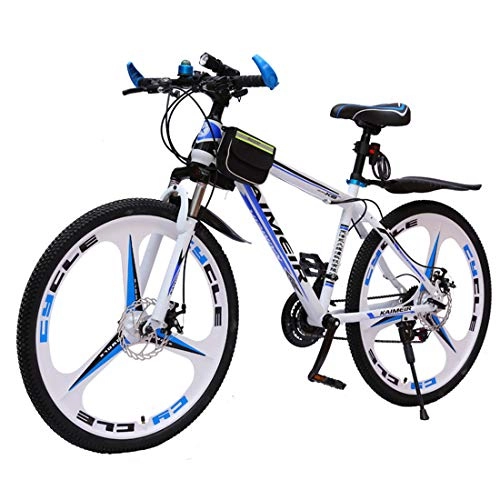 Mountain Bike : GRXXX Mountain Bike One Wheel Bicycle Shifting Disc Brakes 21 Speed Adult Students, Blue-21 speed