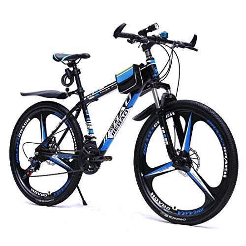 Mountain Bike : GRXXX Mountain Bike Shifting Bicycle Spoke Wheel one Wheel Double Disc Brake 26 inch, Blue-26 inches