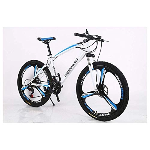 Mountain Bike : GUOCAO Outdoor sports 26" Mountain Bicycle with Suspension Fork 2130 Speeds Mountain Bike with Disc Brake, Lightweight HighCarbon Steel Frame Outdoor (Color : White, Size : 27 Speed)