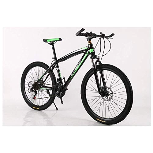 Mountain Bike : GUOCAO Outdoor sports Mountain Bikes Bicycles 2130 Speeds Shimano HighCarbon Steel Frame Dual Disc Brake Outdoor (Color : Green, Size : 24 Speed)