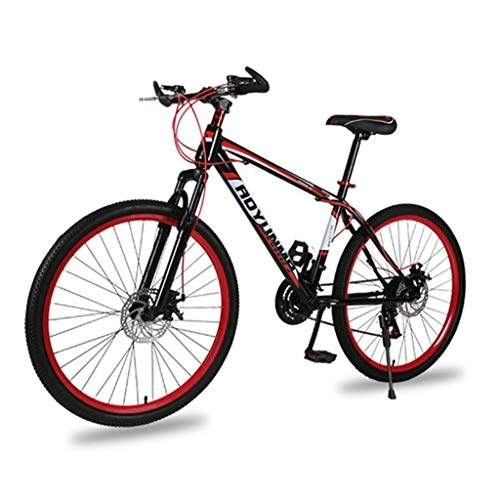 Mountain Bike : GXQZCL-1 26" Mountain Bike, Carbon Steel Frame Mountain Bicycles, Double Disc Brake and Front Fork, 21 Speed MTB Bike (Color : Red)