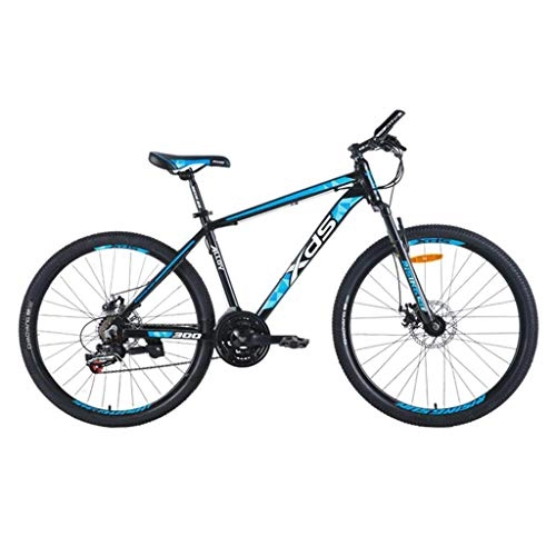Mountain Bike : GXQZCL-1 26inch Mountain Bike, Aluminium Alloy Frame Bicycles, Double Disc Brake and Front Suspension, 21 Speed MTB Bike (Color : Black+blue)