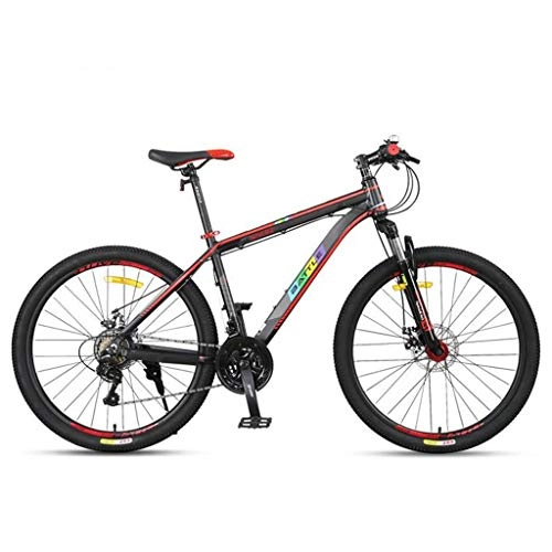 Mountain Bike : GXQZCL-1 26inch Mountain Bike, Aluminium Alloy Frame Bicycles, Double Disc Brake and Front Suspension, 26inch Spoke Wheel, 21 Speed MTB Bike (Color : Black)