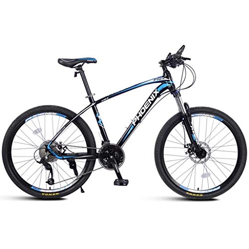 Mountain Bike : GXQZCL-1 26inch Mountain Bike, Aluminium Alloy Hard-tail Bicycles, Double Disc Brake and Locking Front Suspension, 27 Speed, 17" Frame MTB Bike (Color : Black+Blue)
