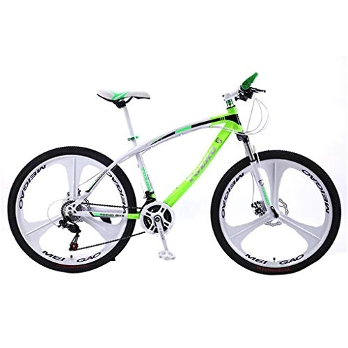 Mountain Bike : GXQZCL-1 26inch Mountain Bike, Carbon Steel Frame Hard-tail Bicycles, Double Disc Brake and Front Suspension, 21 / 24 / 27 Speed MTB Bike (Color : Green, Size : 24 Speed)
