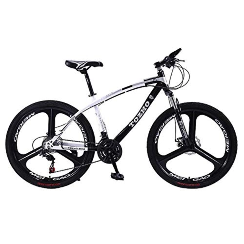 Mountain Bike : GXQZCL-1 26inch Mountain Bike, Carbon Steel Frame Hard-tail Bicycles, Double Disc Brake and Front Suspension, 21 / 24 / 27 Speed MTB Bike (Color : White, Size : 21 Speed)