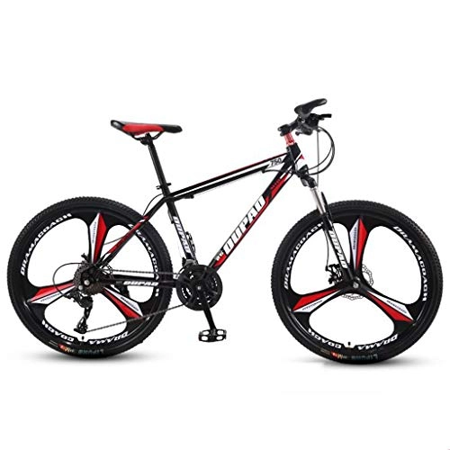 Mountain Bike : GXQZCL-1 26inch Mountain Bike, Hardtail Mountain Bicycles, Double Disc Brake and Front Suspension, 26inch Wheel, Carbon Steel Frame MTB Bike (Color : Black+Red, Size : 27-speed)