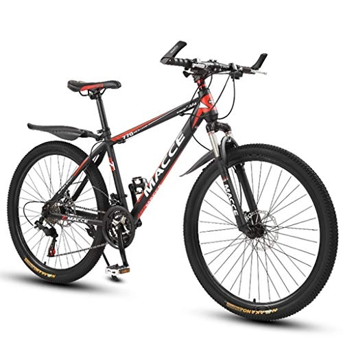 Mountain Bike : GXQZCL-1 Mountain Bike, 26inch Spoke Wheel, Carbon Steel Frame Mountain Bicycles, Double Disc Brake and Front Fork MTB Bike (Color : Red, Size : 27-speed)