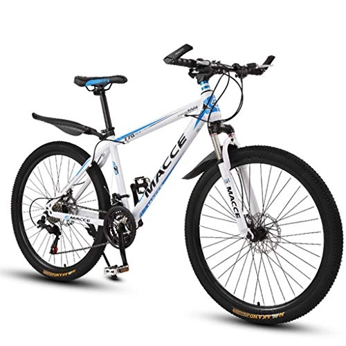 Mountain Bike : GXQZCL-1 Mountain Bike, 26inch Spoke Wheel, Carbon Steel Frame Mountain Bicycles, Double Disc Brake and Front Fork MTB Bike (Color : White, Size : 24-speed)