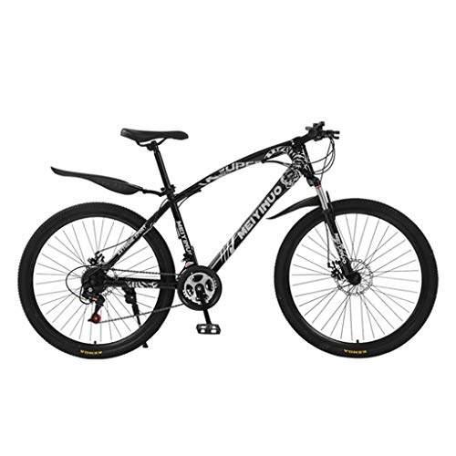 Mountain Bike : GXQZCL-1 Mountain Bike, 26inch Wheel Carbon Steel Frame Mountain Bicycles, Double Disc Brake and Front Fork MTB Bike (Color : Black, Size : 24-speed)