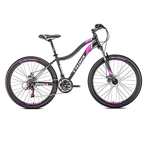 Mountain Bike : GXQZCL-1 Mountain Bike, Aluminium Alloy Women Bicycles, Double Disc Brake and Locking Front Suspension, 26inch Wheel, 21 Speed MTB Bike (Color : Black)