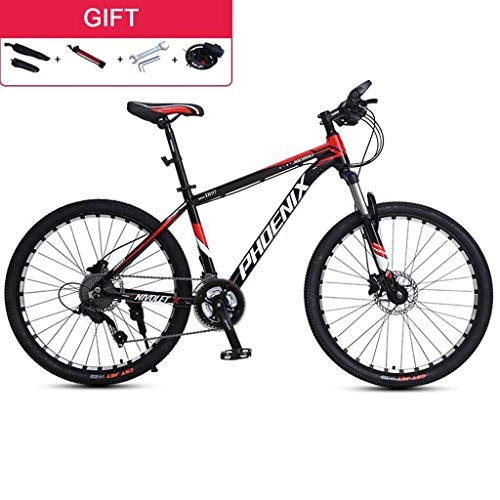 Mountain Bike : GXQZCL-1 Mountain Bike / Bicycles, Aluminium Alloy Frame, Front Suspension and Dual Disc Brake, 27 Speed, 26inch / 27.5inch Wheels MTB Bike (Color : Black+Red, Size : 27.5inch)