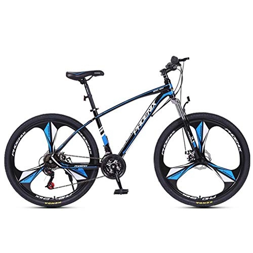 Mountain Bike : GXQZCL-1 Mountain Bike / Bicycles, Carbon Steel Frame, Dual Disc Brake and Front Suspension and, 26inch / 27inch Spoke Wheels, 24 Speed MTB Bike (Color : Black+Blue, Size : 27.5inch)